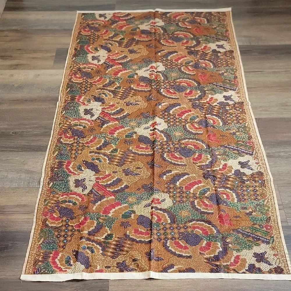 Handwoven Batik Textile Fabric Vintage - Multicolor Ethnic Pattern 82" X 40"